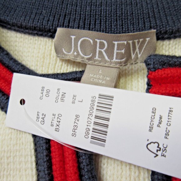 NWT J.Crew Emilie Sweater Lady Jacket in Ivory Red Navy Contrast Trim Cardigan L - Picture 5 of 7